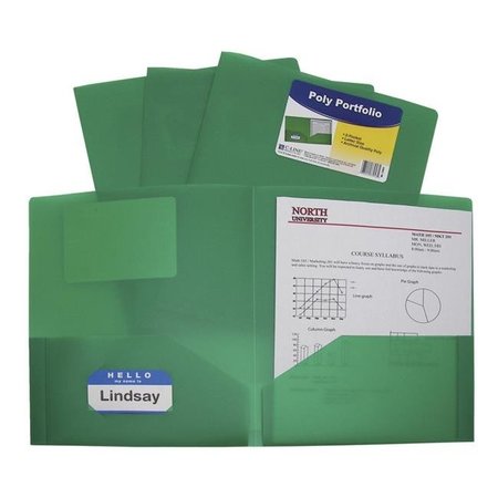 C-LINE PRODUCTS C-Line Products 1597270 Two-Pocket Heavyweight Poly Portfolio Folder; Green - Pack of 25 1597270